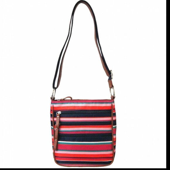 Laura Scott Colorful Striped Crossbody Bag – 3 Zipper Pockets, Adjustable Strap - Picture 4 of 14